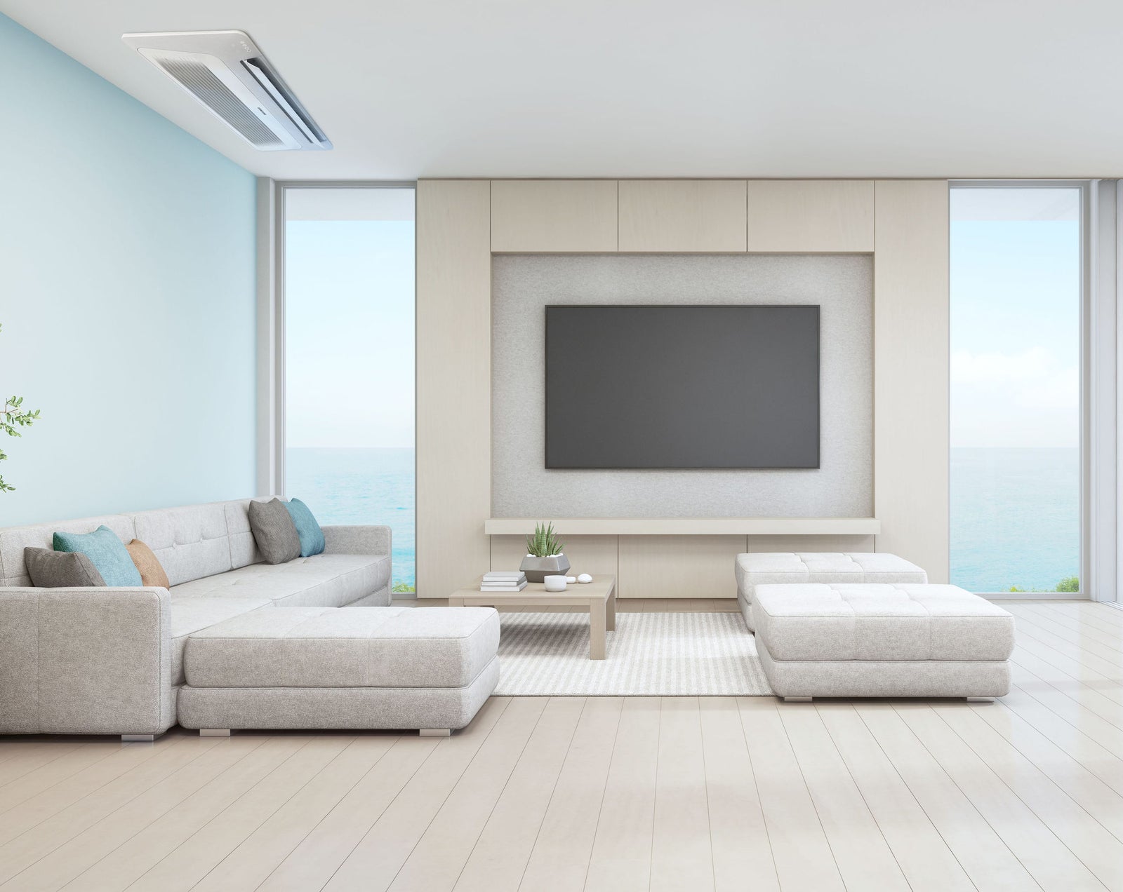 Living room couch sea view