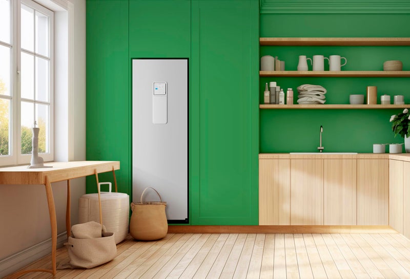 laundry room with hardwood counters and built-in washer. mockup. Generative AI laundry room with hardwood counters and built-in washer. mockup. Generative AI