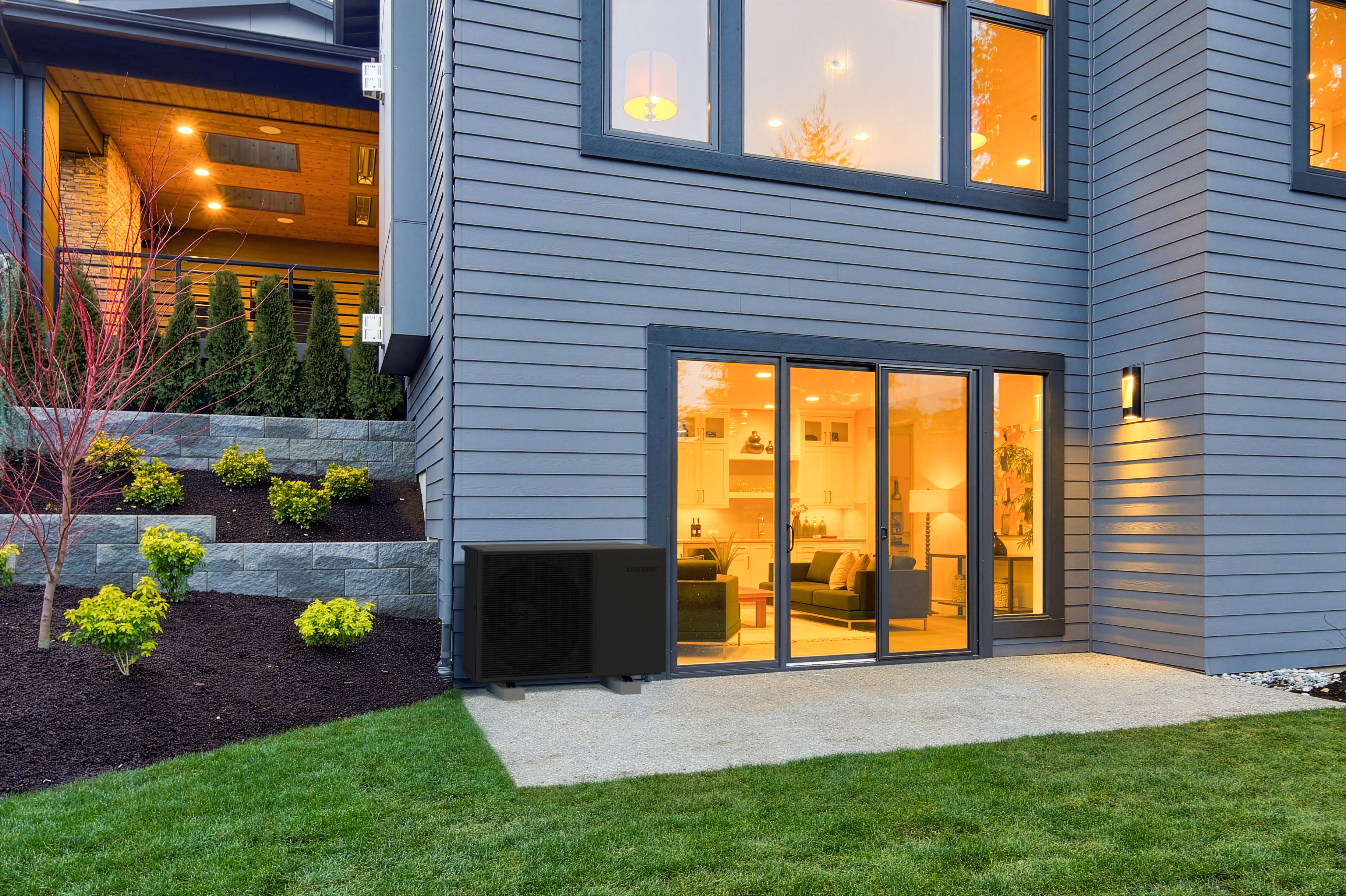 Beautiful back yard interior with alpine slide