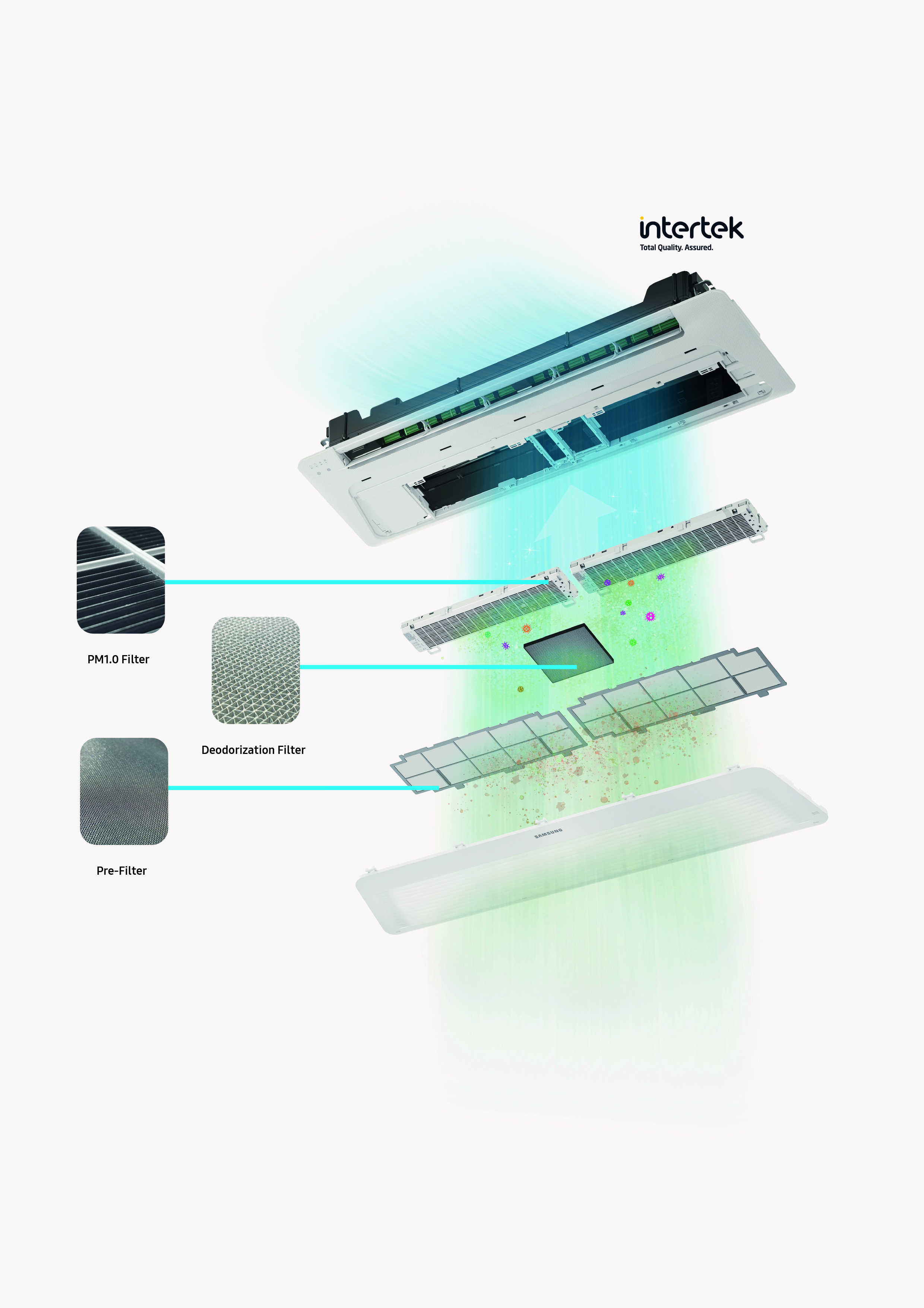 Samsung WindFree 1-Way Cassette pasirenkama trijų pakopų oro valymo panelė